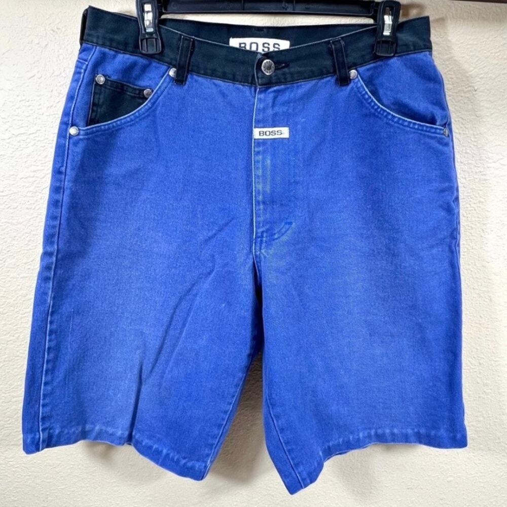 Vtg Y2K Boss Shorts Blue Denim Loose Fit Mens Size 30 Jorts